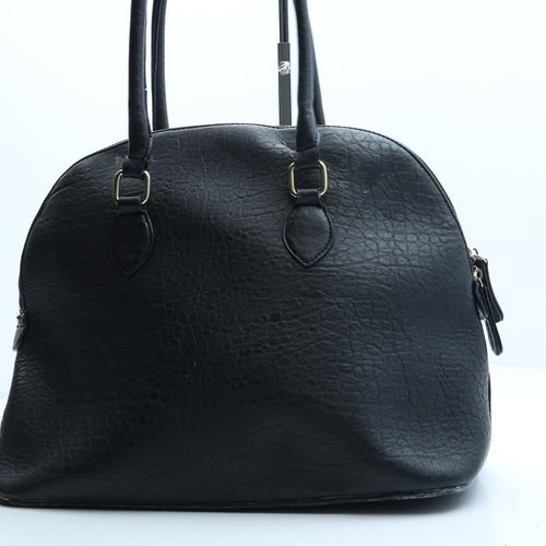 Aldo Womens Black Animal Print Polyurethane Top Handle Bag Size Large - Snake Print