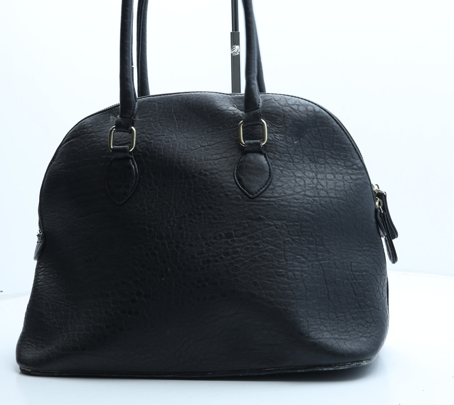 Aldo Womens Black Animal Print Polyurethane Top Handle Bag Size Large - Snake Print