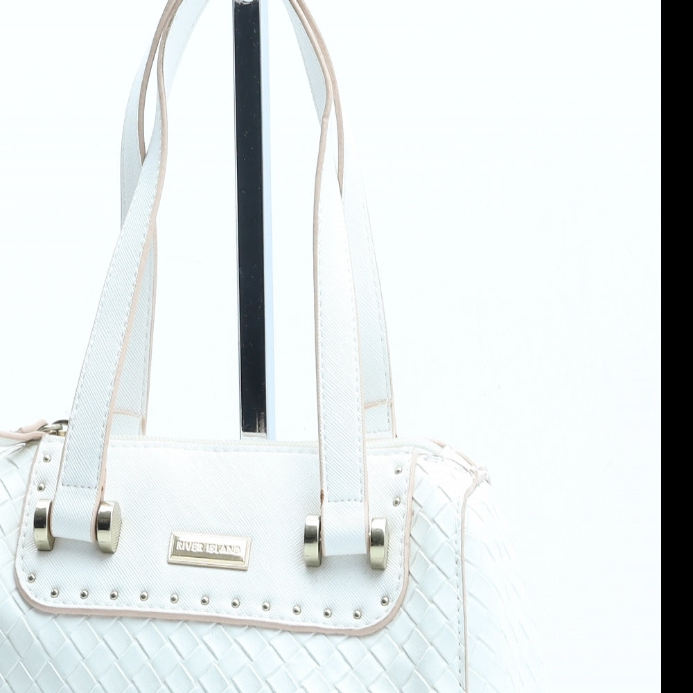 River Island Womens White Check Polyurethane Top Handle Bag Size Small
