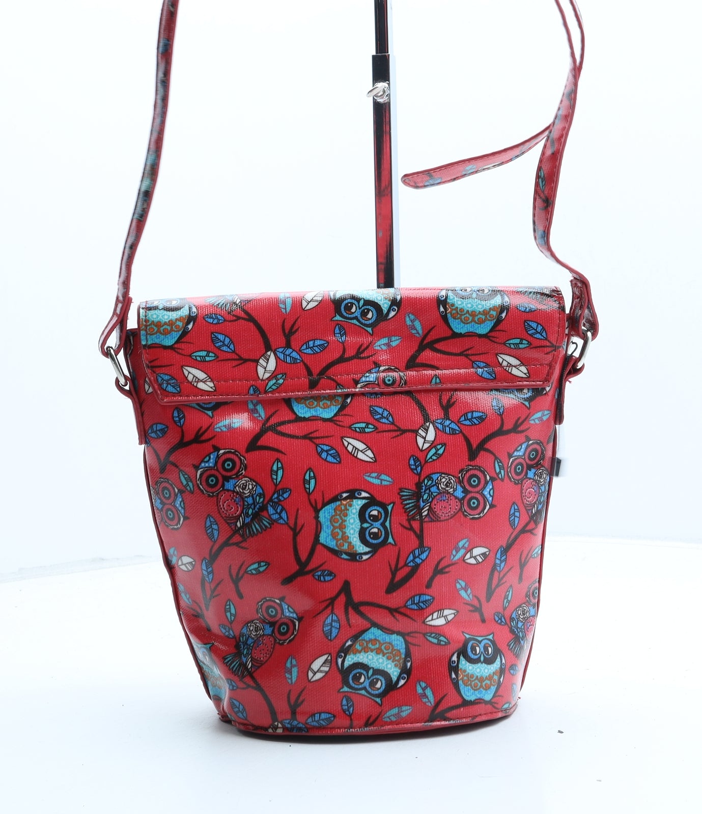 Preworn Womens Red Geometric Polyurethane Crossbody Size Small - Owls