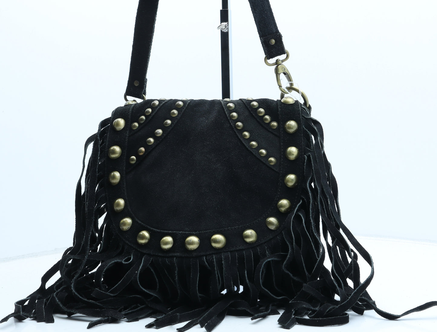 Topshop Womens Black Leather Crossbody Size Medium