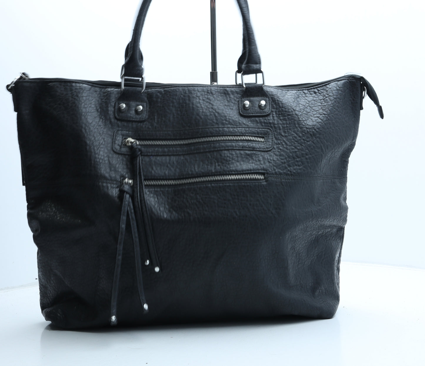 Matalan Womens Black Animal Print PVC Top Handle Bag Size Large