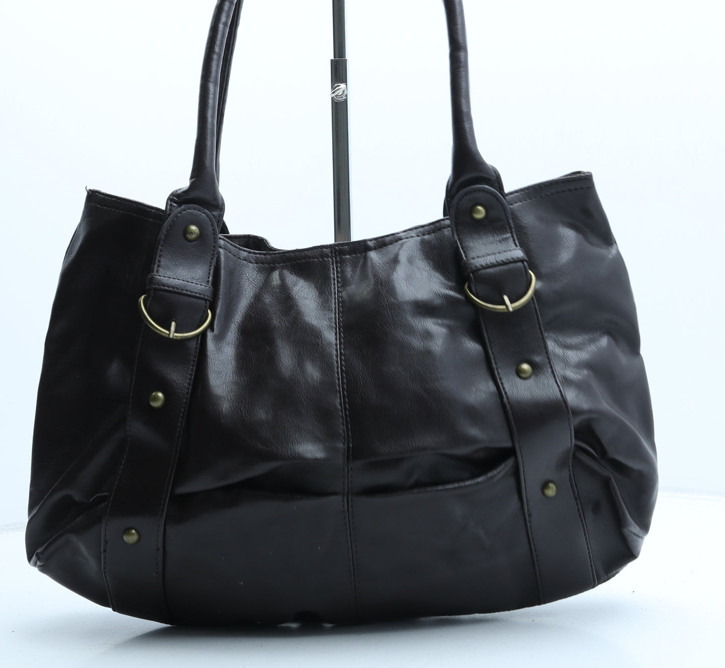 Preworn Womens Brown Polyurethane Tote Size Medium