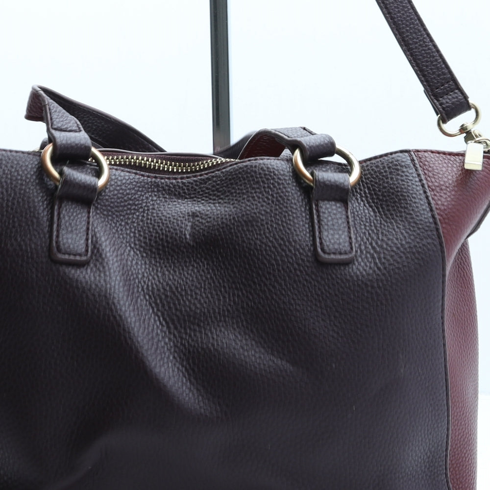 Laura Ashley Womens Red Colorblock Polyurethane Top Handle Bag Size Medium