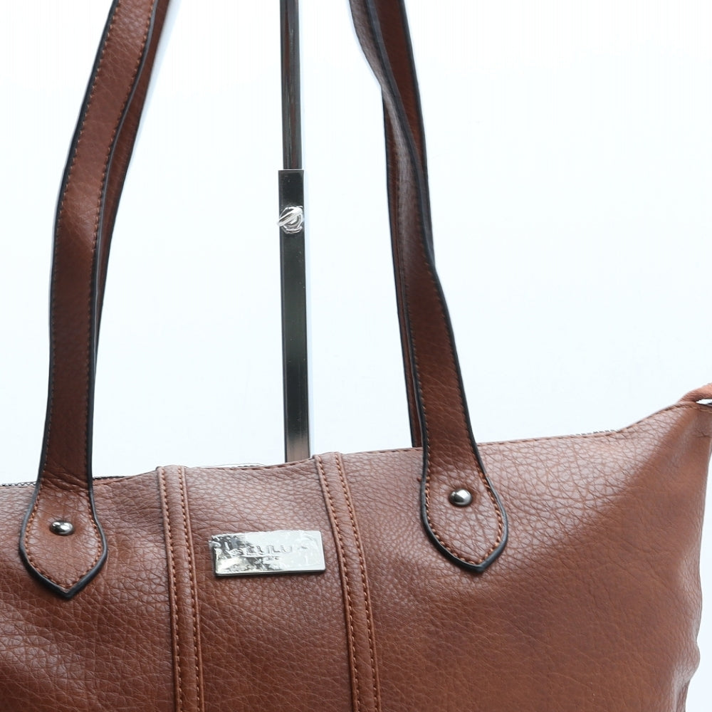 Lulu Womens Brown Polyurethane Top Handle Bag Size Medium