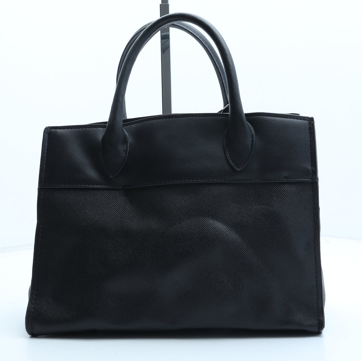 Mango Womens Black Polyurethane Top Handle Bag Size Medium