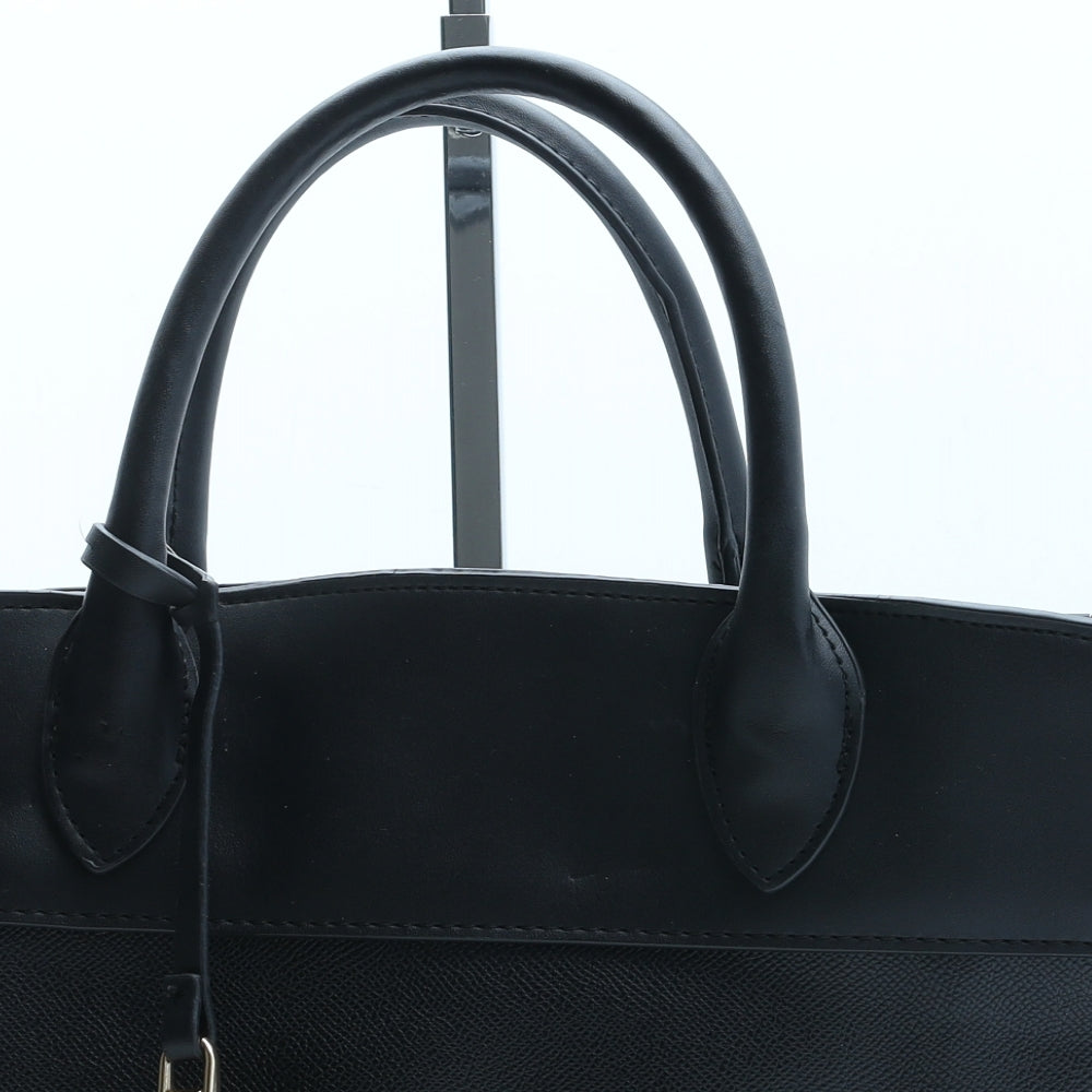 Mango Womens Black Polyurethane Top Handle Bag Size Medium