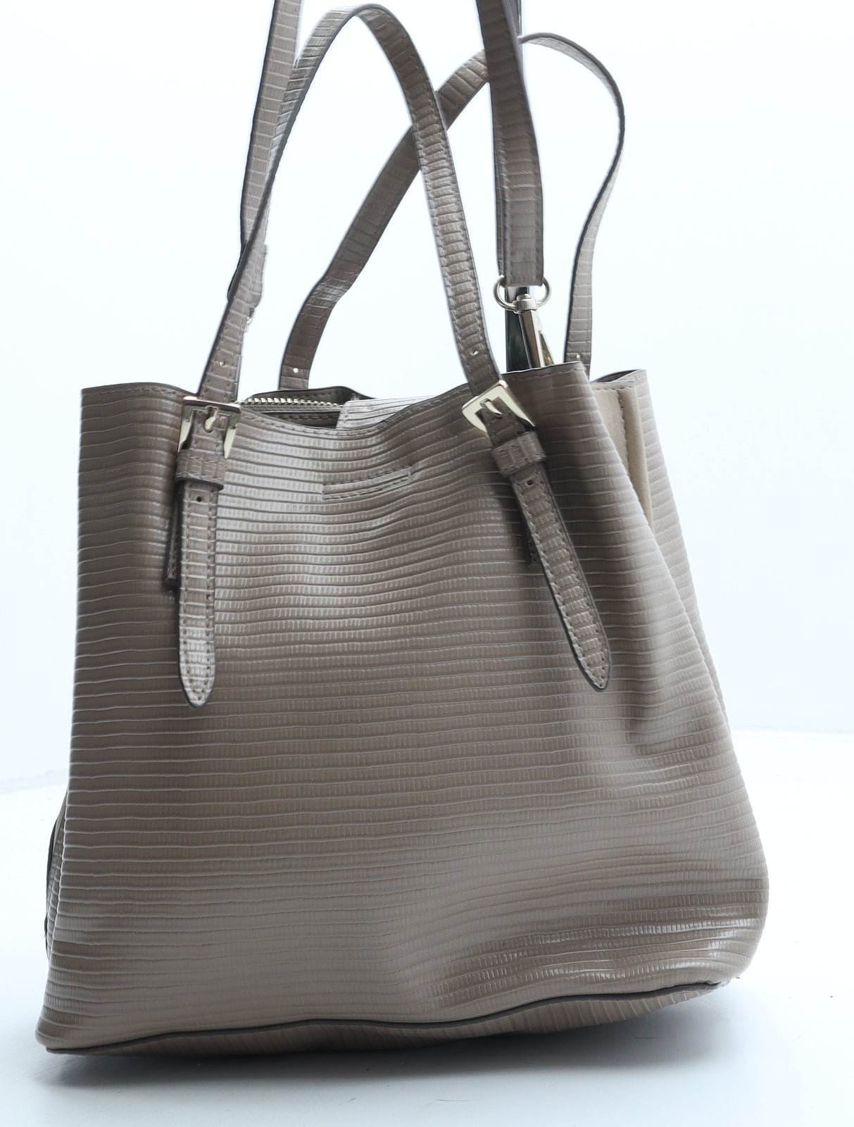 F&F Womens Beige Polyurethane Hobo Bag Size Small