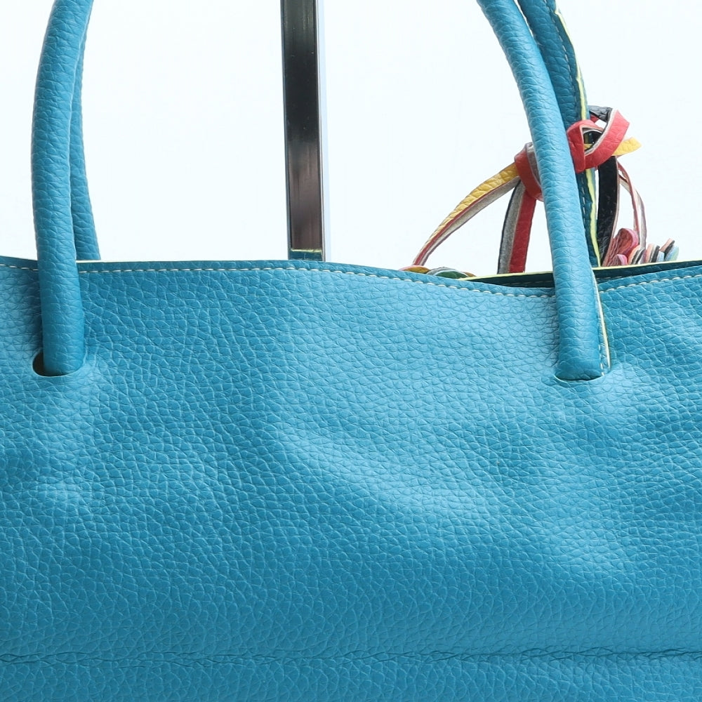 Nathalie Andersen Womens Blue PVC Top Handle Bag Size Medium - Flower Detail