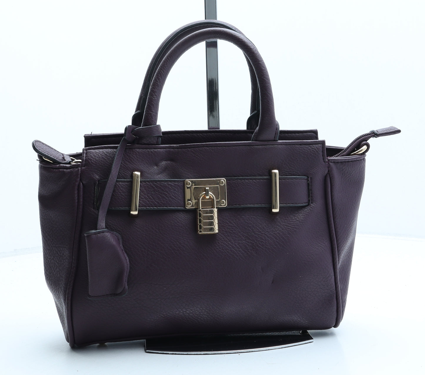 Debenhams Womens Purple Polyurethane Top Handle Bag Size Small - Padlock Detail