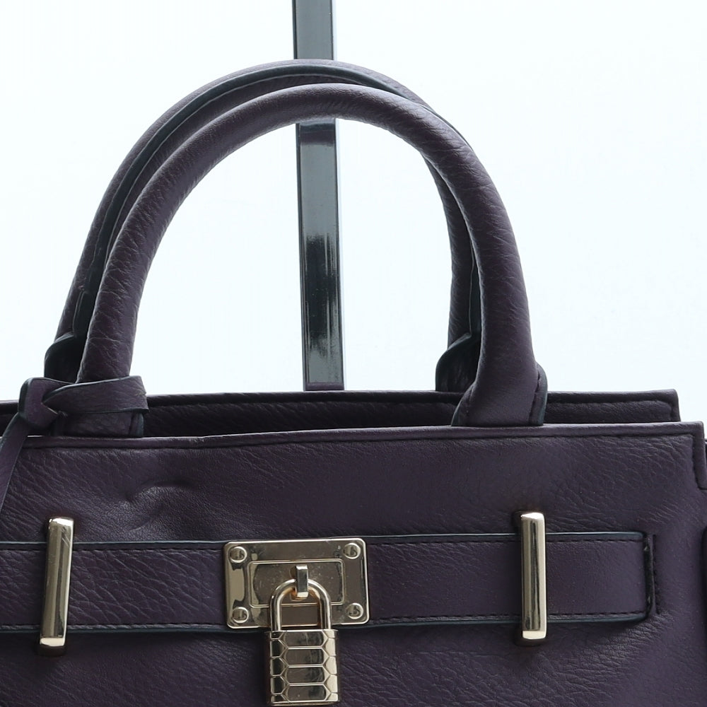 Debenhams Womens Purple Polyurethane Top Handle Bag Size Small - Padlock Detail