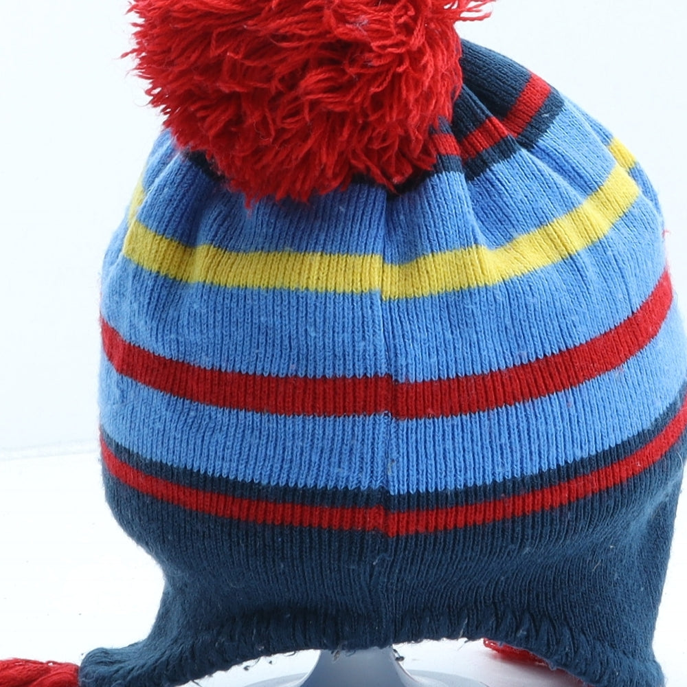 Disney Boys Blue Striped Acrylic Bobble Hat One Size - Mickey Mouse