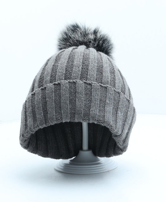 Primark Girls Grey Acrylic Bobble Hat One Size