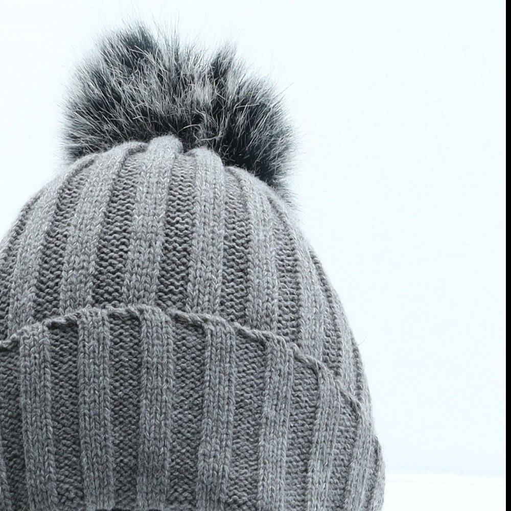 Primark Girls Grey Acrylic Bobble Hat One Size