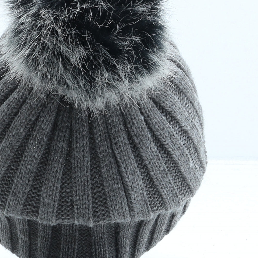 Primark Girls Grey Acrylic Bobble Hat One Size