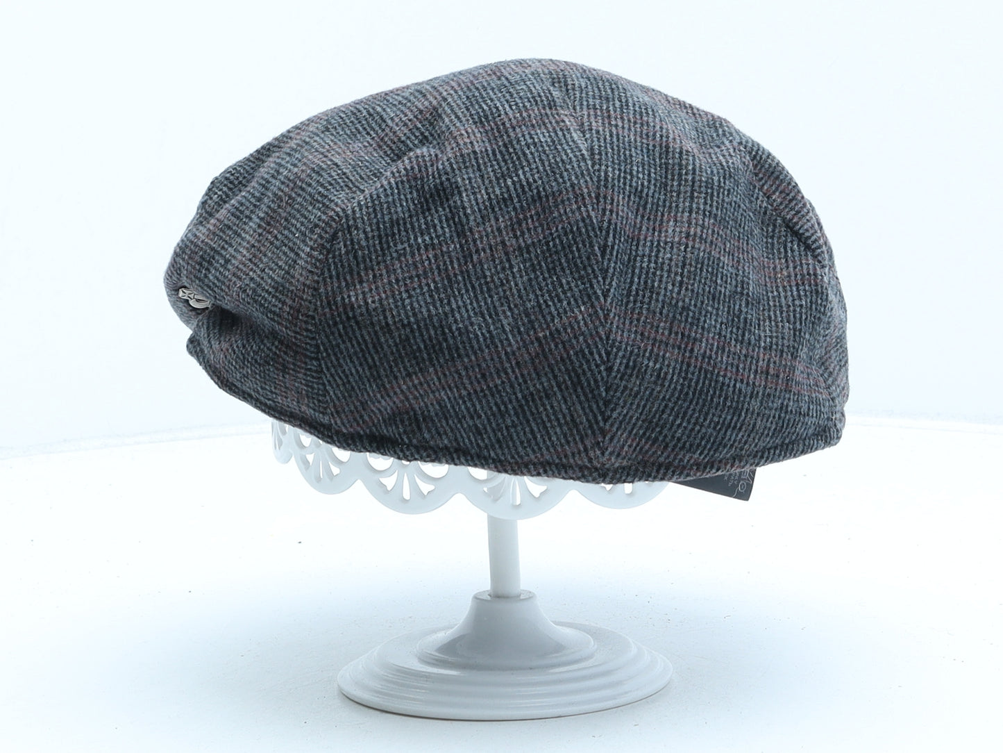 Debenhams Mens Grey Check Polyester Flat Cap Size L