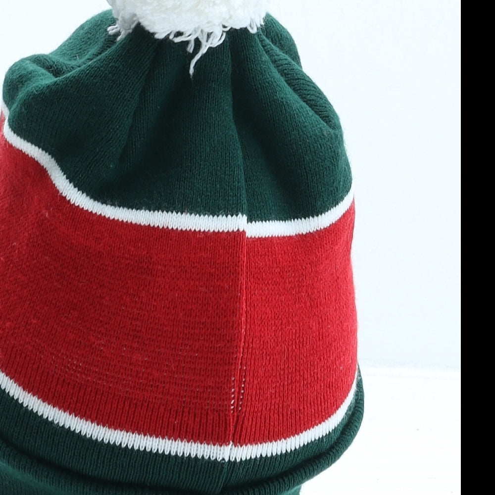 Leicester Tigers Mens Green Striped Acrylic Beanie One Size