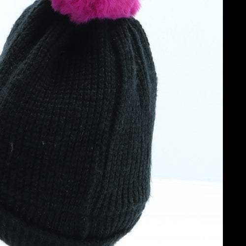 George Girls Black Acrylic Bobble Hat One Size - Love