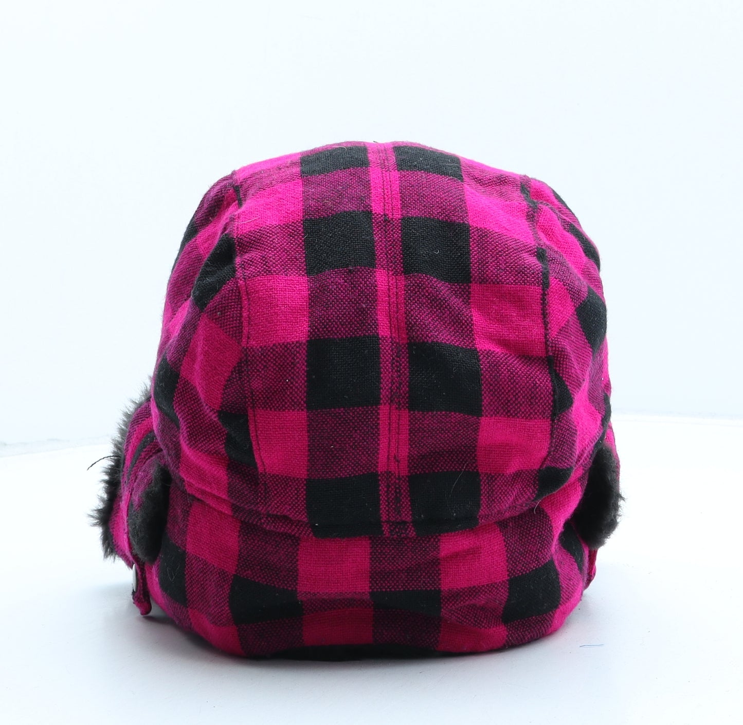 Preworn Womens Pink Check Acrylic Trapper Hat One Size