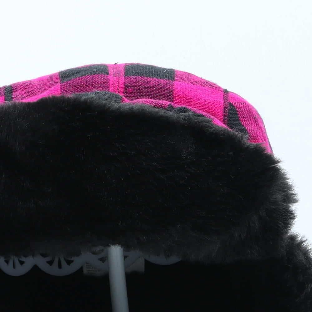 Preworn Womens Pink Check Acrylic Trapper Hat One Size