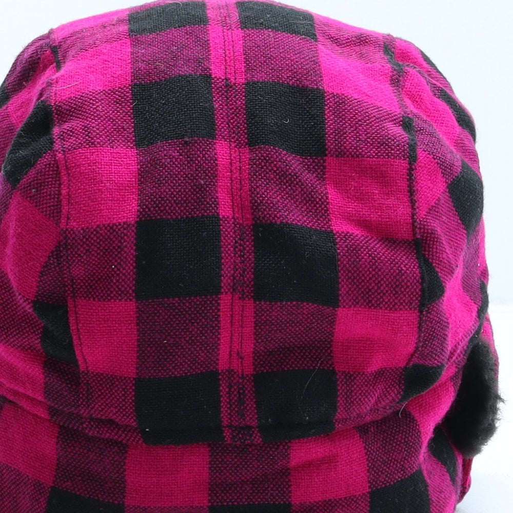 Preworn Womens Pink Check Acrylic Trapper Hat One Size