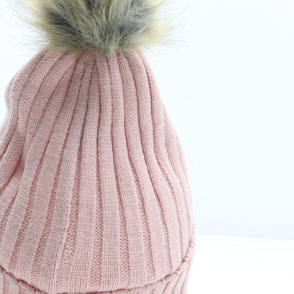 Primark Womens Pink Modacrylic Bobble Hat One Size