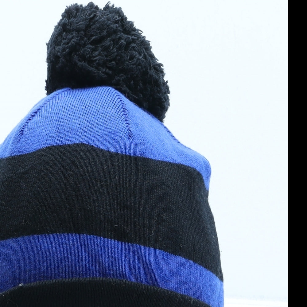 The Kooples Mens Blue Striped Wool Beanie One Size