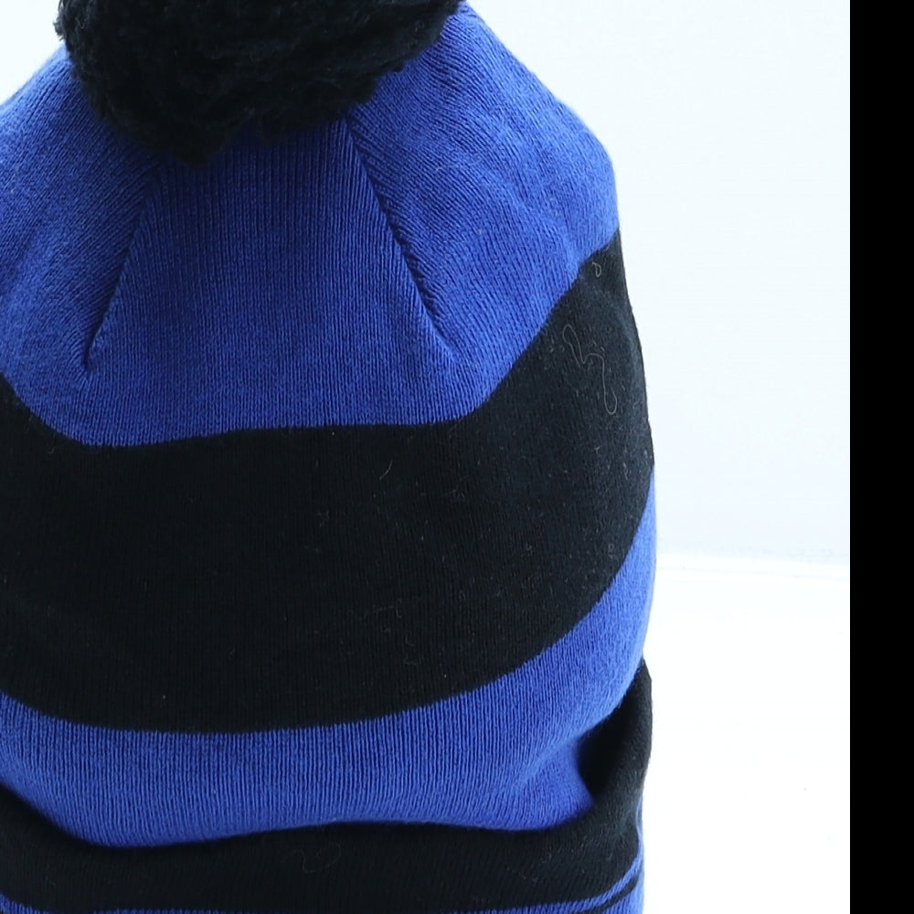 The Kooples Mens Blue Striped Wool Beanie One Size
