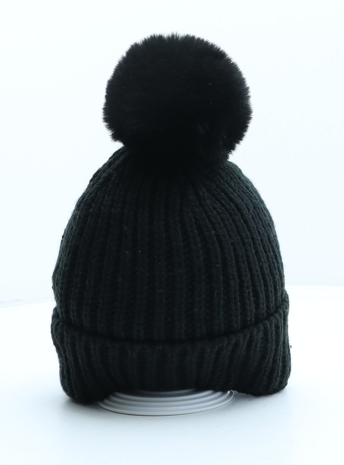Steve Madden Womens Black Acrylic Bobble Hat One Size