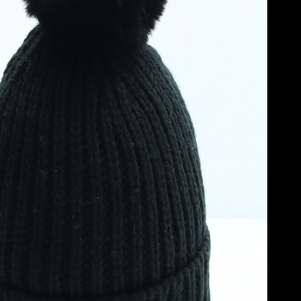 Steve Madden Womens Black Acrylic Bobble Hat One Size