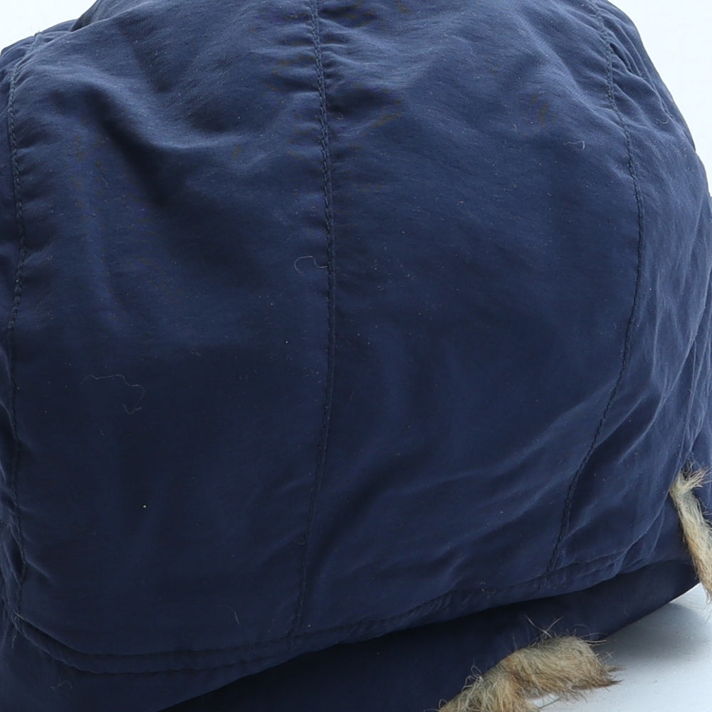 Preworn Mens Blue Polyester Trapper Hat One Size - Faux Fur