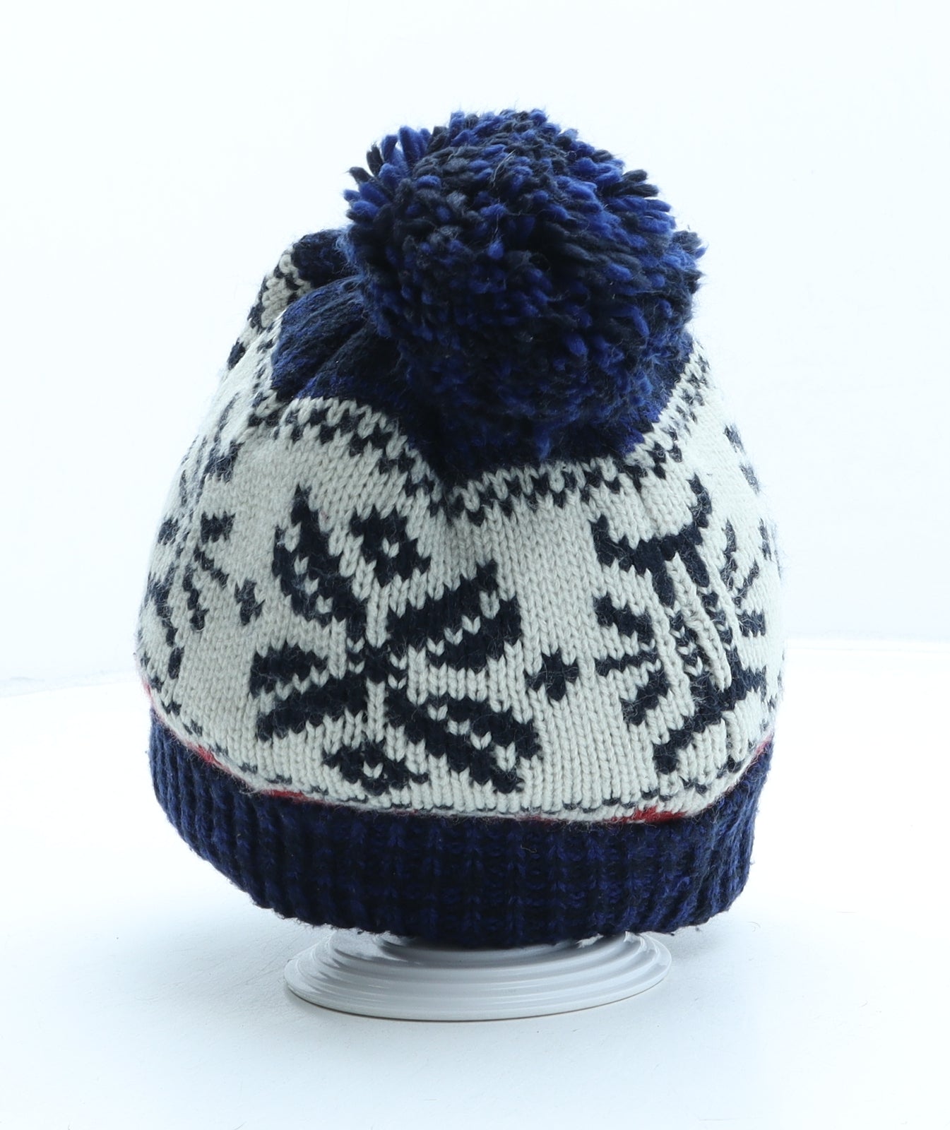 Marks and Spencer Boys Blue Fair Isle Acrylic Bobble Hat One Size - UK Size 6-10 Years