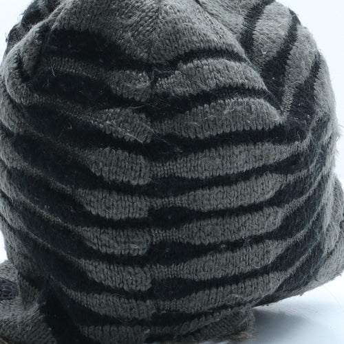 Oxylane Mens Grey Striped Polyester Trapper Hat One Size - Faux Fur