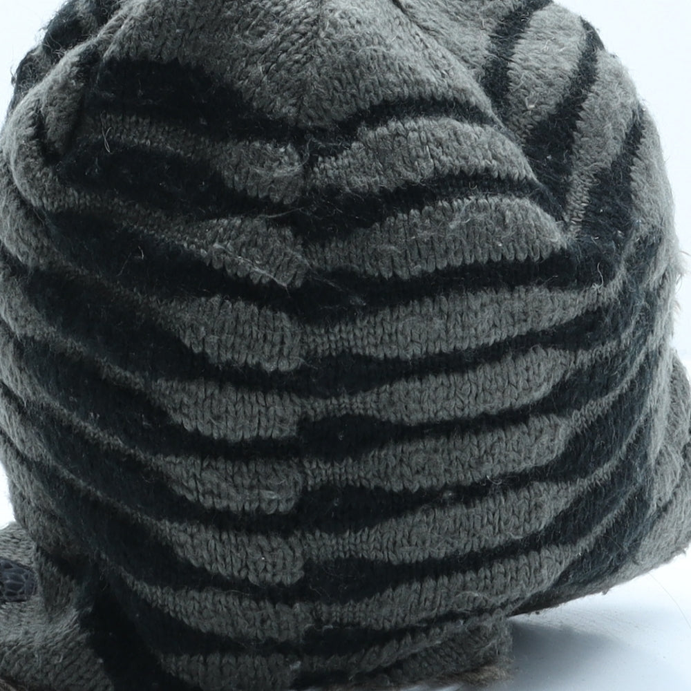 Oxylane Mens Grey Striped Polyester Trapper Hat One Size - Faux Fur
