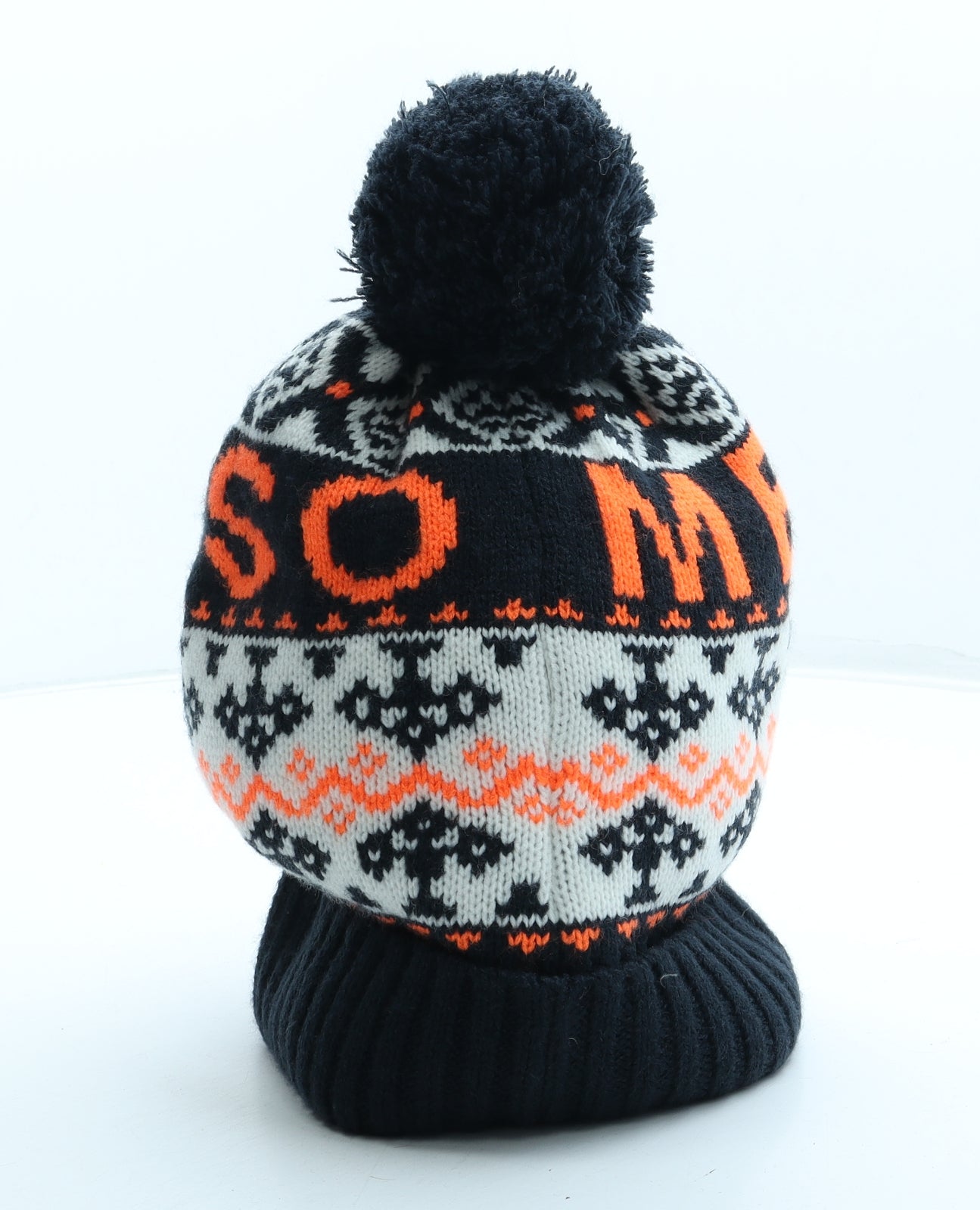 NEXT Boys Multicoloured Geometric Acrylic Bobble Hat Size L - Awesome. Size 14-16 years