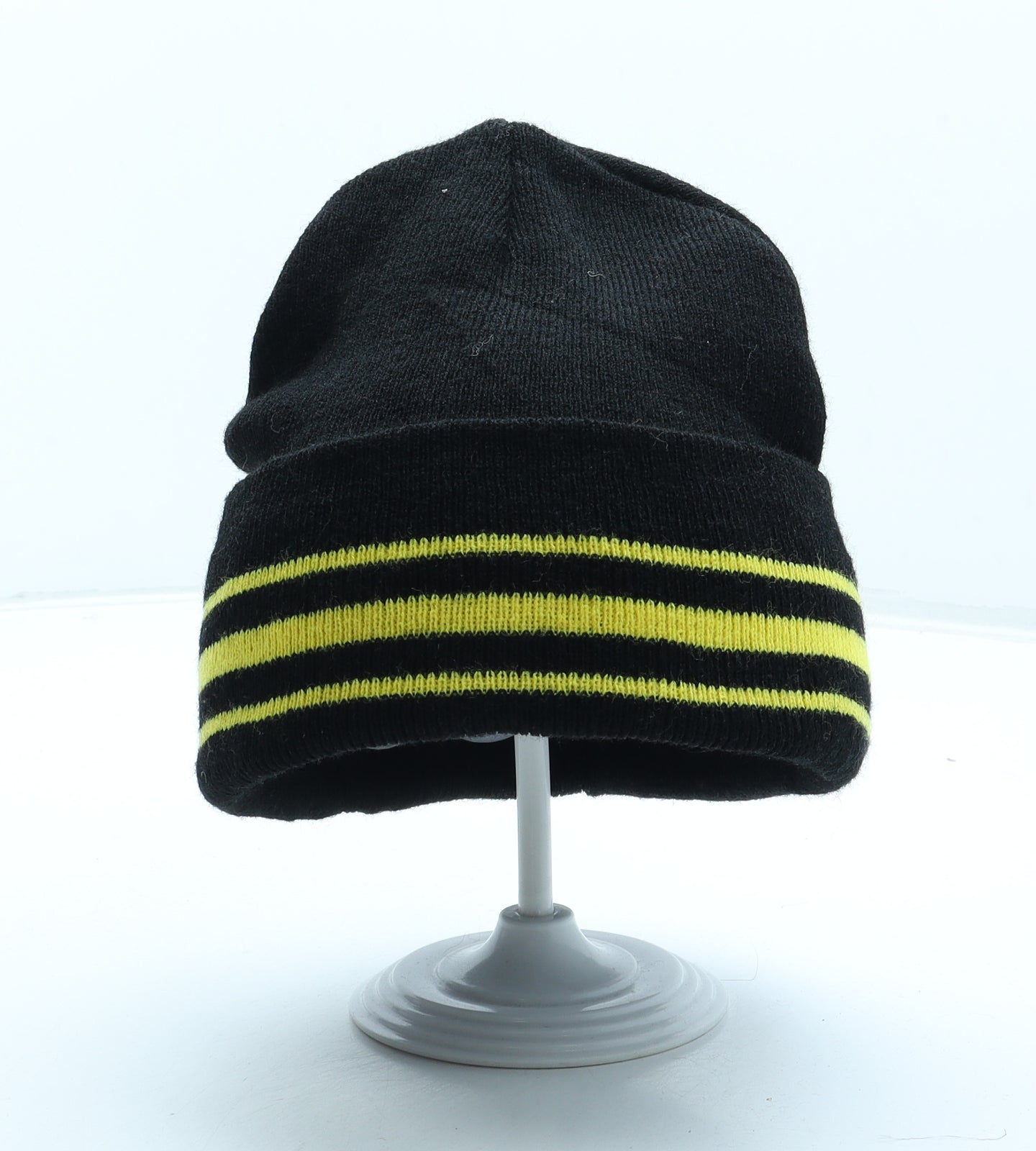 Unicol Mens Black Striped Acrylic Beanie One Size