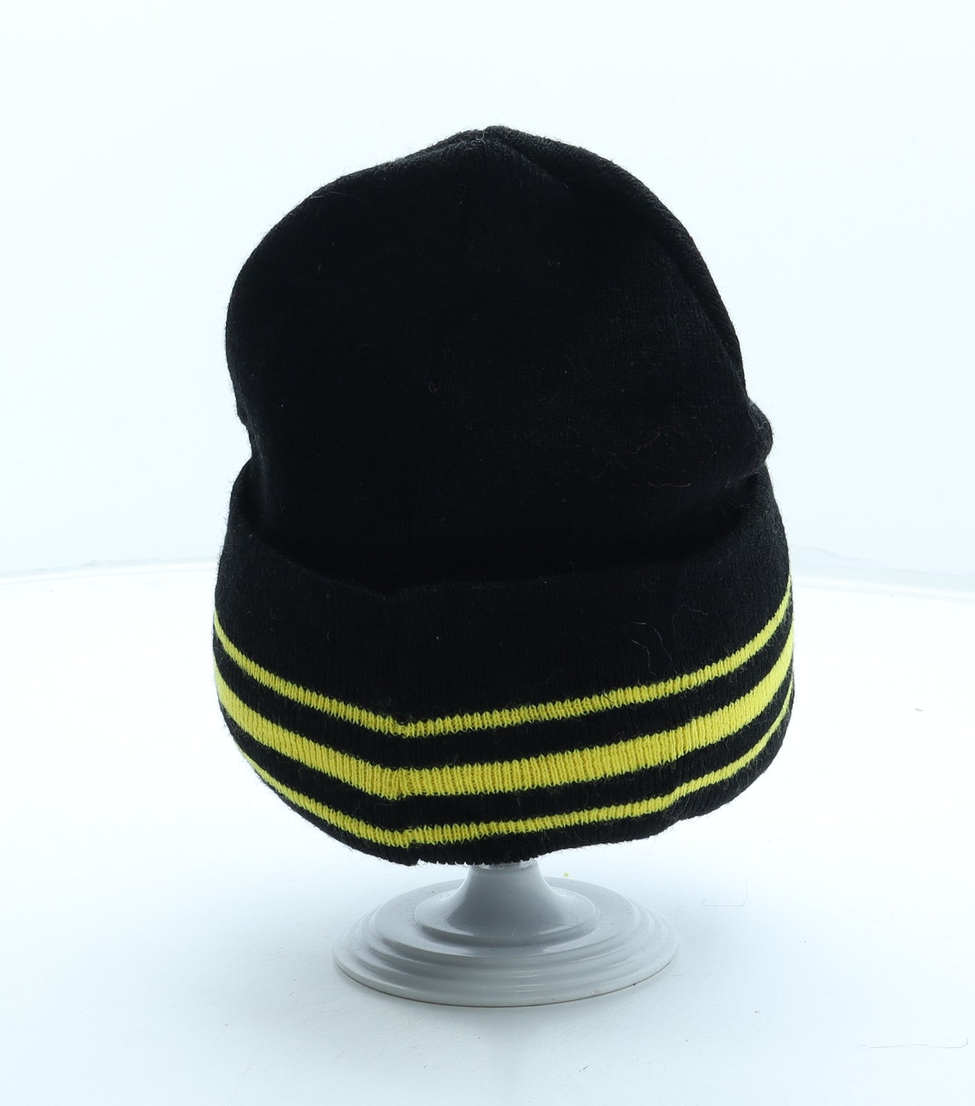 Unicol Mens Black Striped Acrylic Beanie One Size