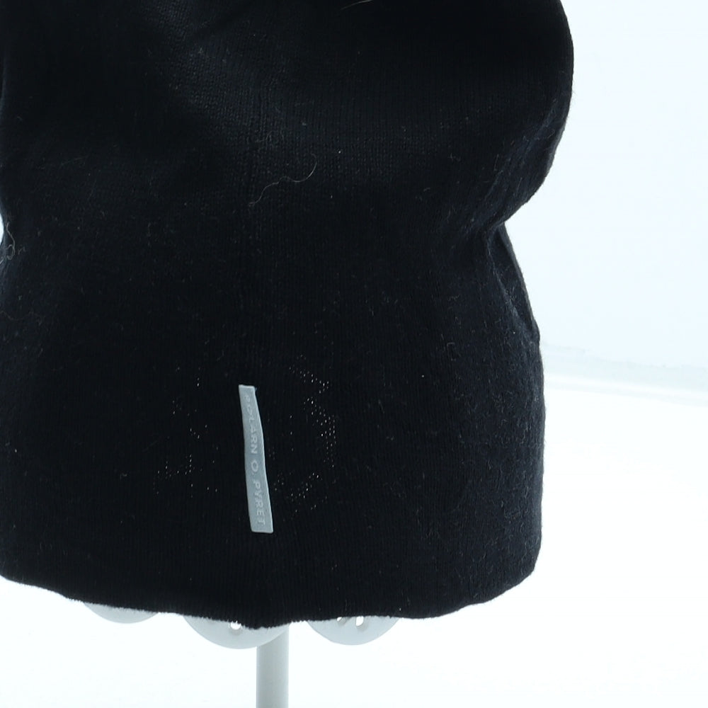 Polarn O. Pyret Mens Black Acrylic Beanie One Size - Eyes