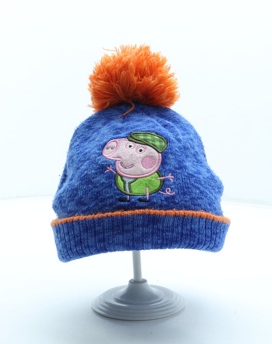 George Boys Blue Acrylic Bobble Hat One Size - Peppa Pig