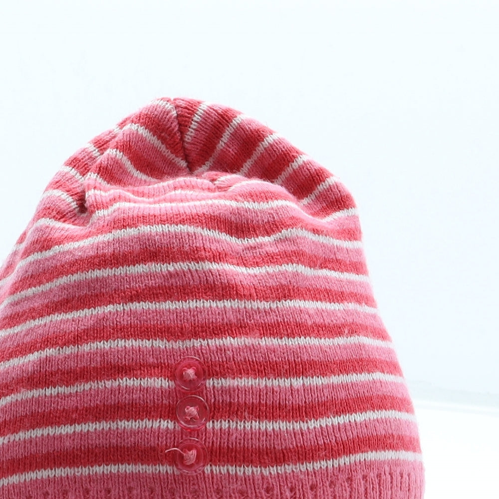 Preworn Girls Pink Striped Acrylic Beanie One Size