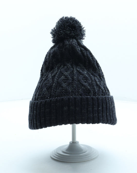 F&F Boys Blue Acrylic Bobble Hat One Size