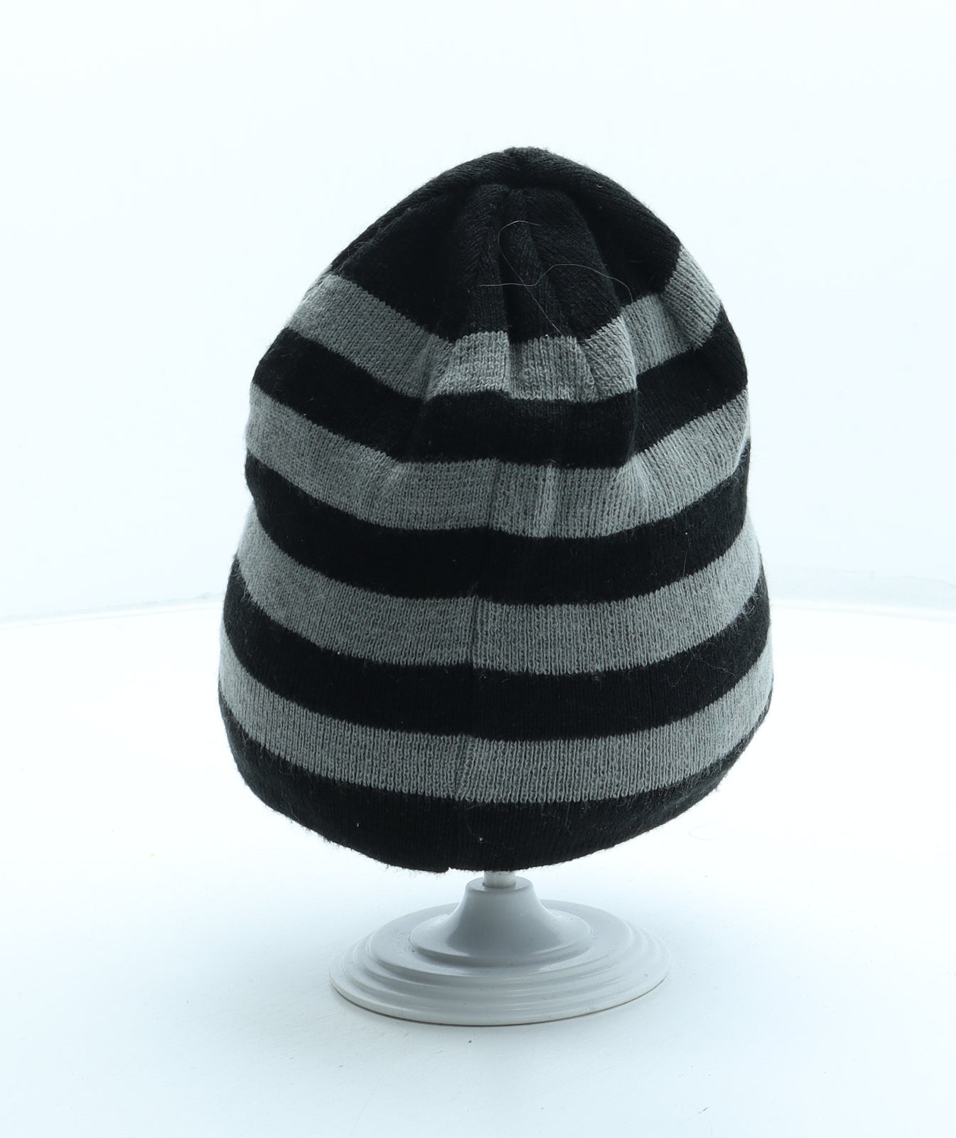 George Boys Grey Striped Acrylic Beanie One Size