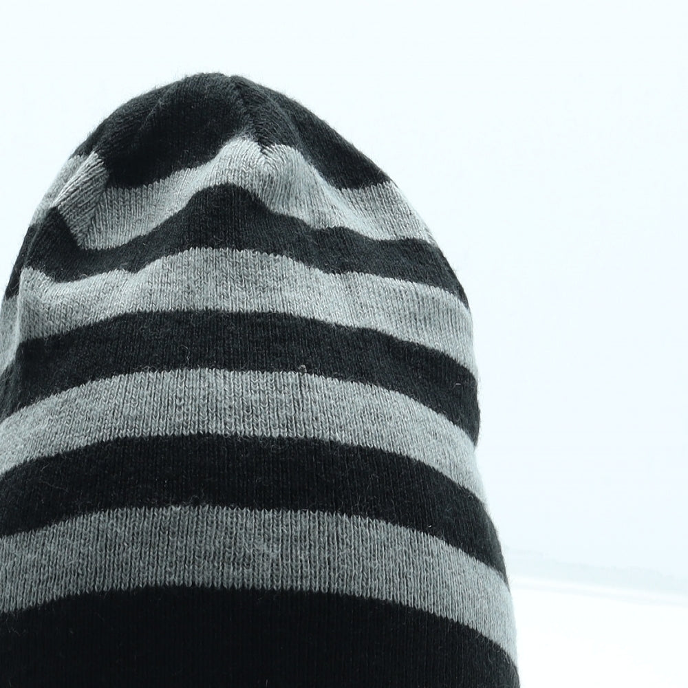 George Boys Grey Striped Acrylic Beanie One Size