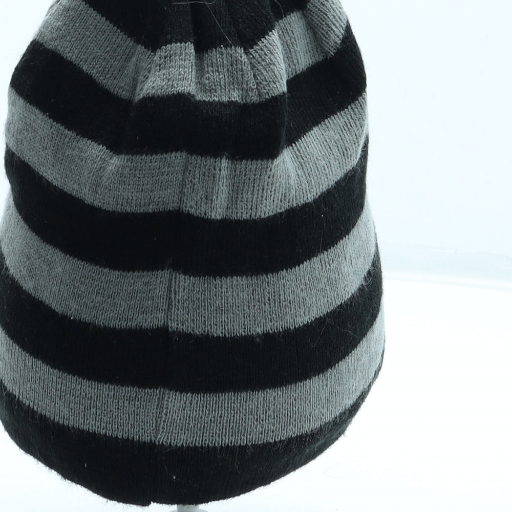 George Boys Grey Striped Acrylic Beanie One Size