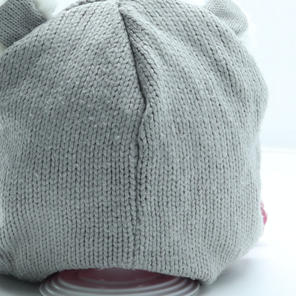 Preworn Girls Grey Acrylic Bobble Hat One Size - Koala Ears Pom Pom