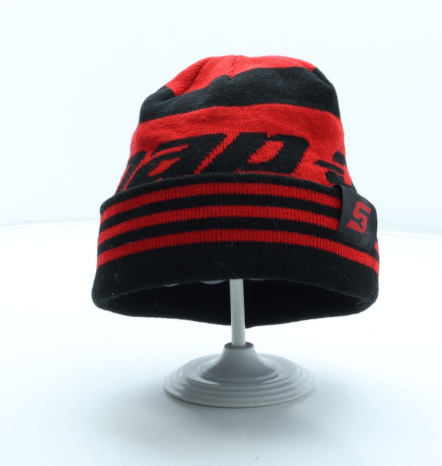 Snap On Mens Red Striped Acrylic Beanie One Size
