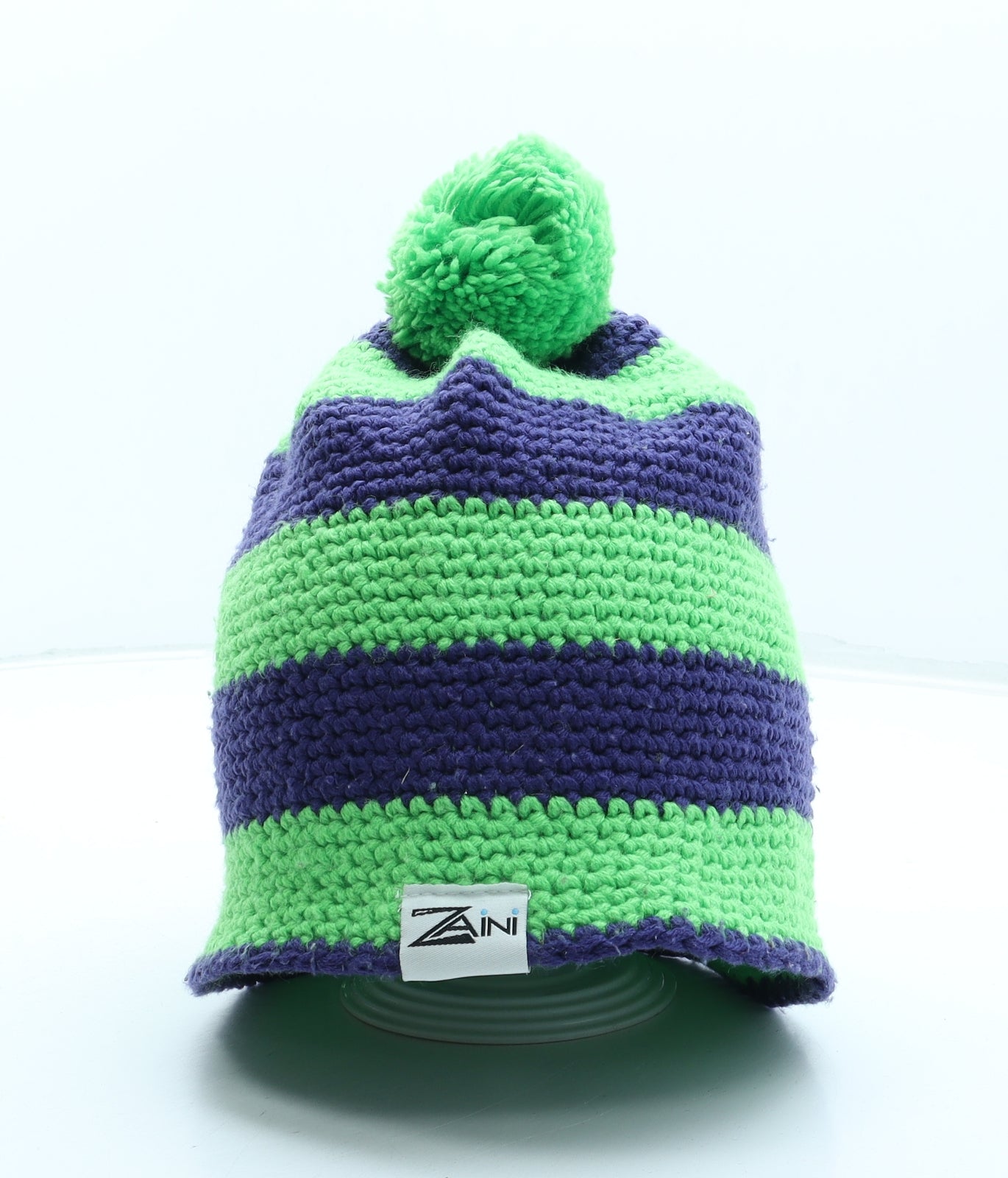 Zaini Hats Womens Multicoloured Striped Acrylic Bobble Hat Size L