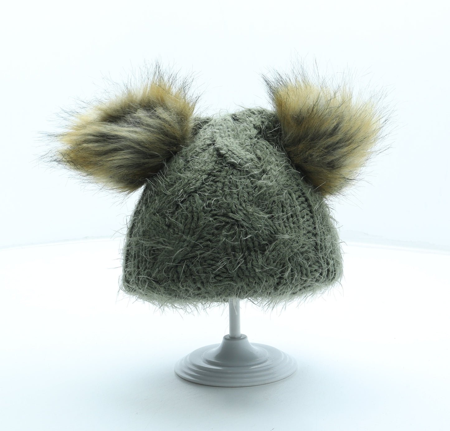 Primark Womens Green Acrylic Bobble Hat One Size