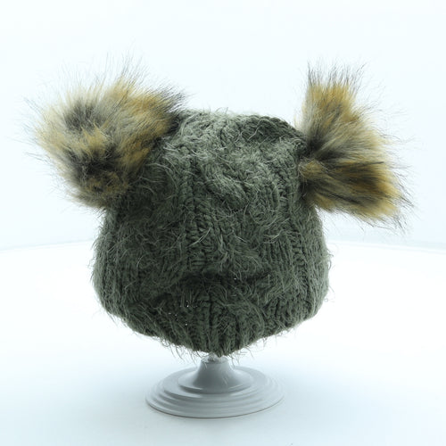 Primark Womens Green Acrylic Bobble Hat One Size