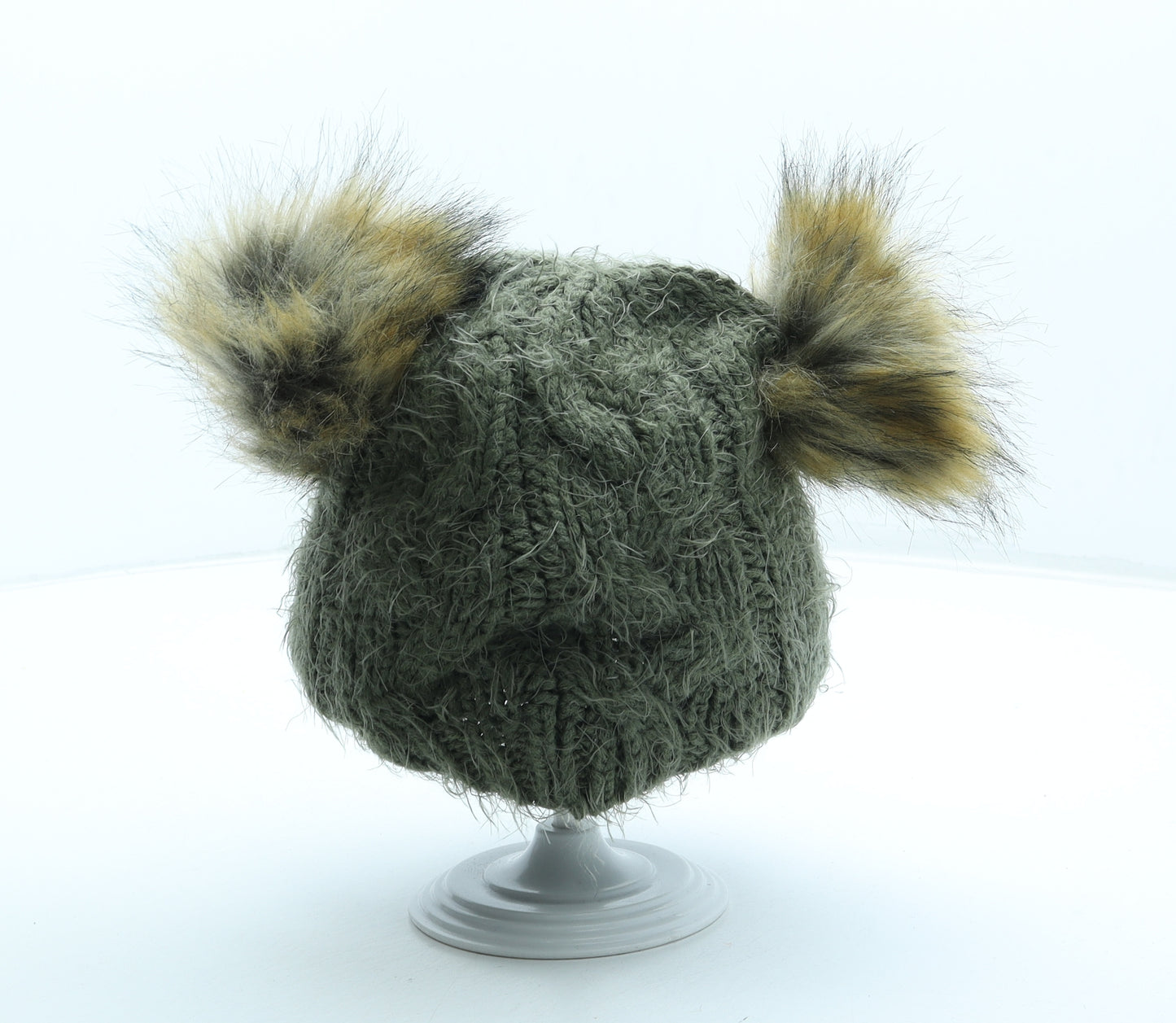 Primark Womens Green Acrylic Bobble Hat One Size